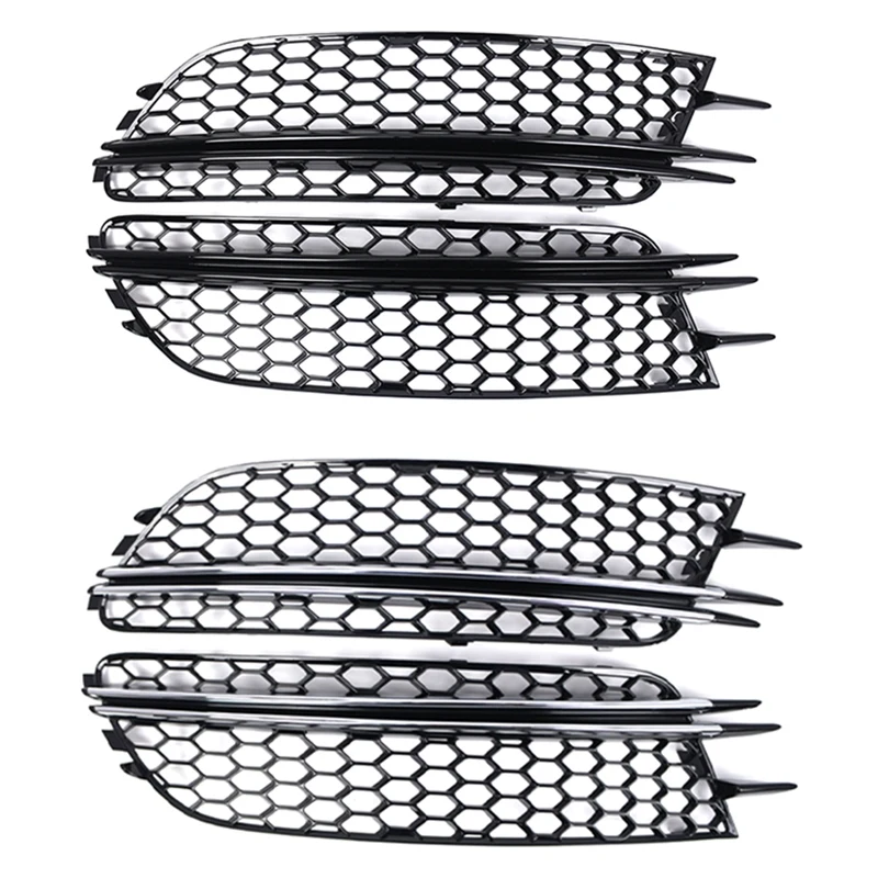 2X Fog Light Lamp Grille Cover For  A6 C7 A7 2012-2015 Honeycomb Mesh Fog Light Bezel 4G0807681 4G0807682