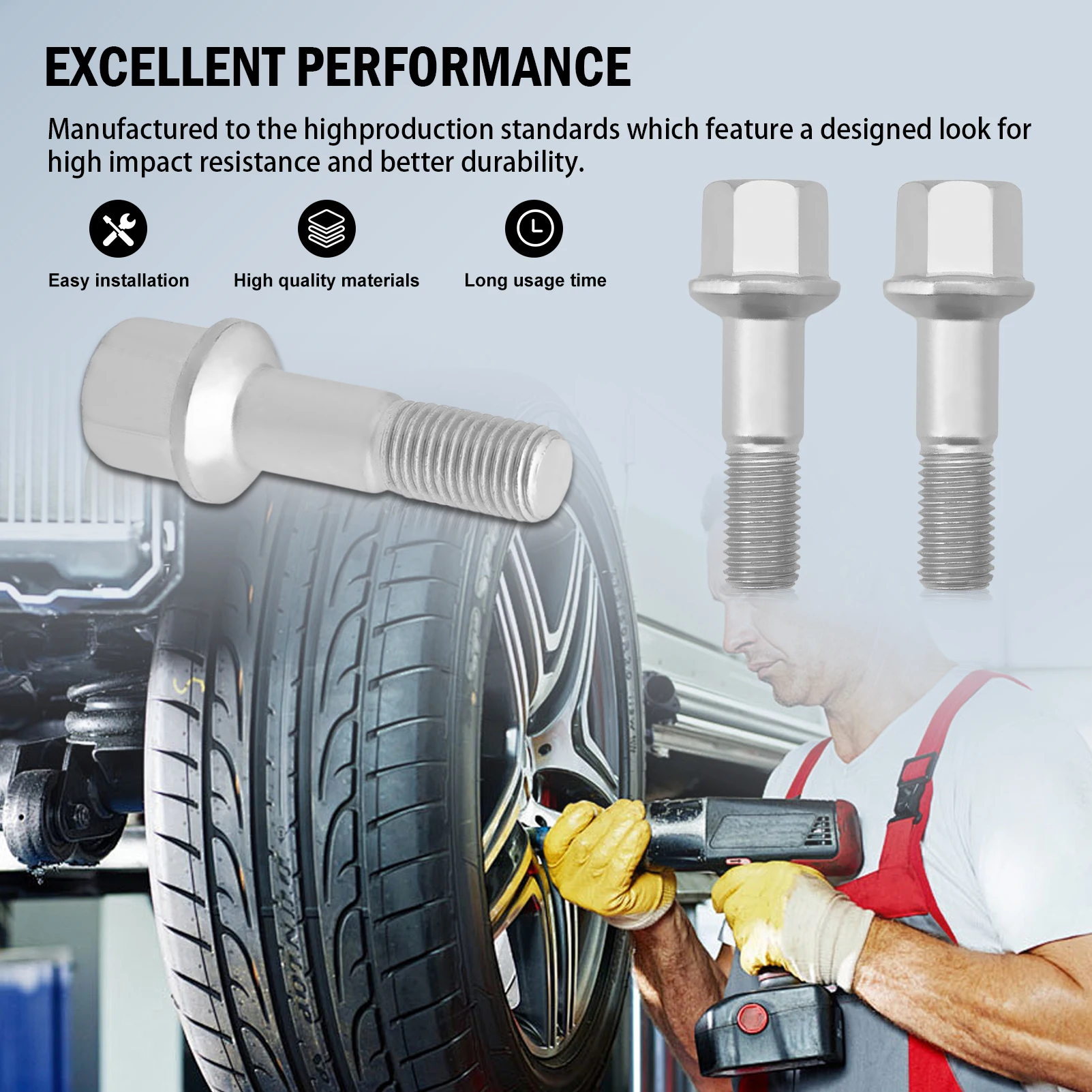 

20 PCS 0009901007 Wheel Bolts Wheel Bolts Compatible with 124 190 A-Class C-Class CLC E-Class SL SLK Vaneo 1982-2011 A0009904807