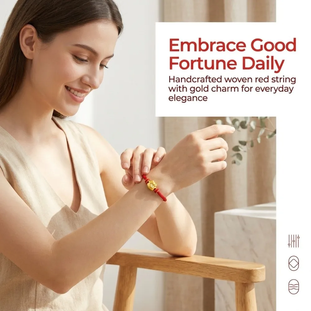 New Braided Zodiac Goat Bracelet Adjustable Lightweight Red String Hand Chain Gold Plated Sliding Lucky Bracelet Holiday