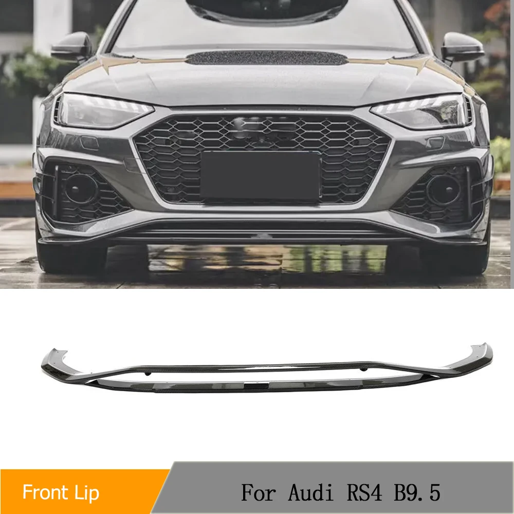 

Dry Carbon Car Front Bumper Lip Chin Prepreg Spoiler For Audi RS4 B9.5 2020-2023 Sedan Car Front Bumper Splitters Lip Spoiler