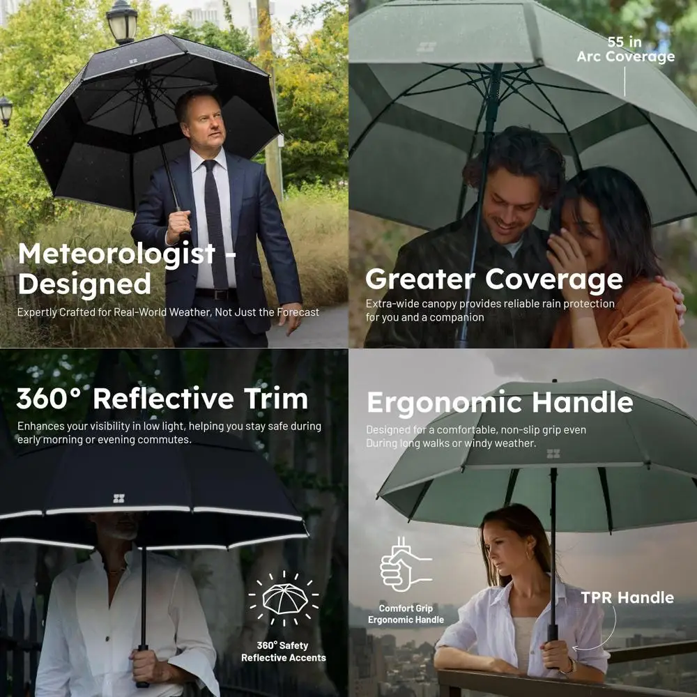 

Navy Blue Windproof Travel Umbrella - Withstands 55 MPH Gales