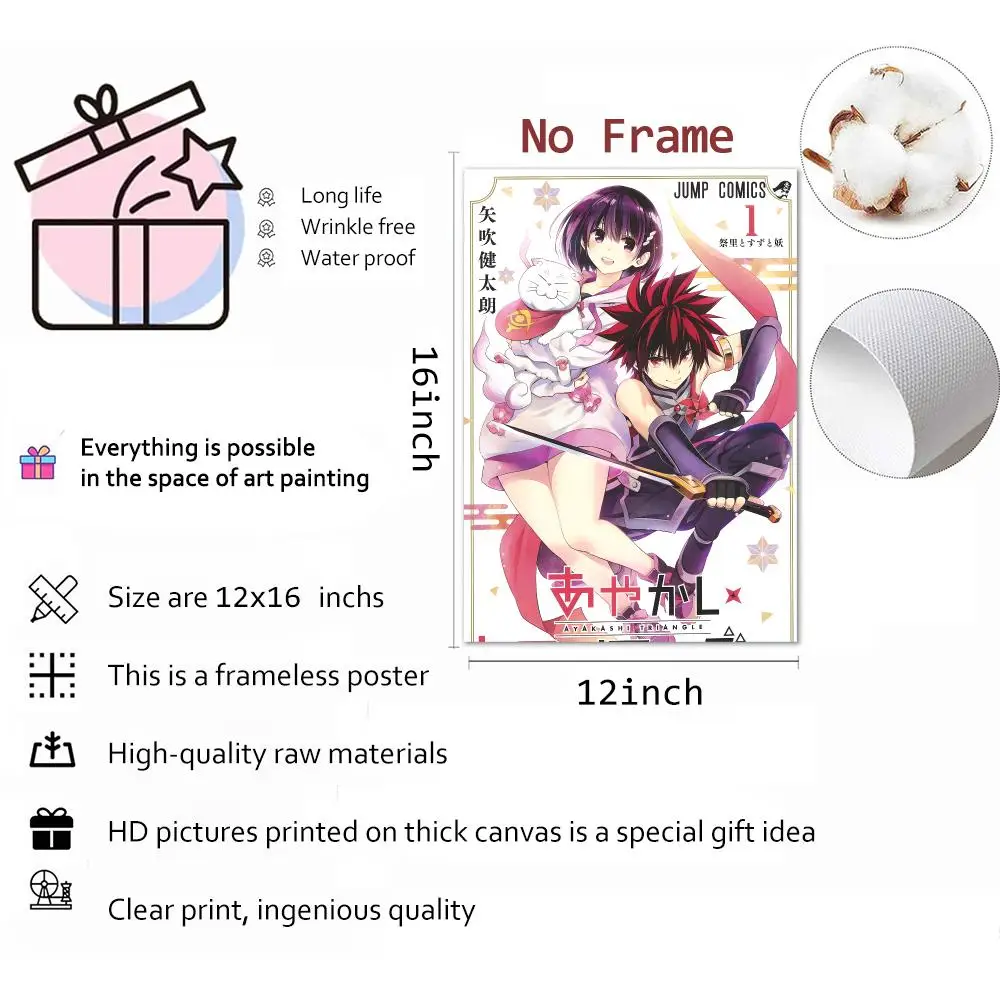 Manga Spirit Fantasy Ayakashi Triangle Painting Calligraphy Canvas Wall Art Mural Living Room Canvas Decor Gifts