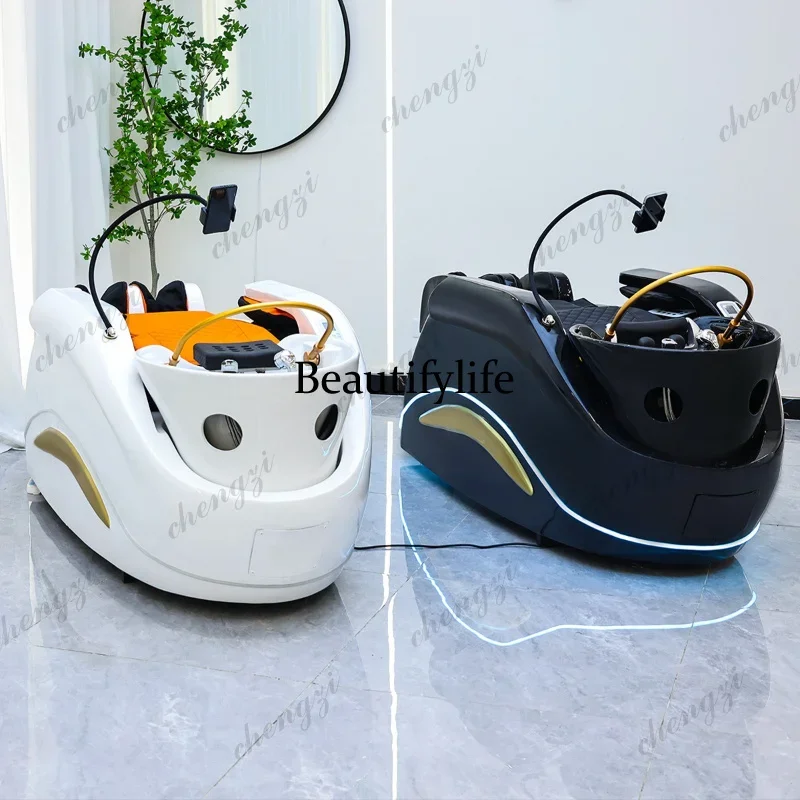Z138   Barber Shop Lounge Shampoo Chair Bed Ear icking Equipment Sink Shampoo Chair Comfort U Leather Furniture