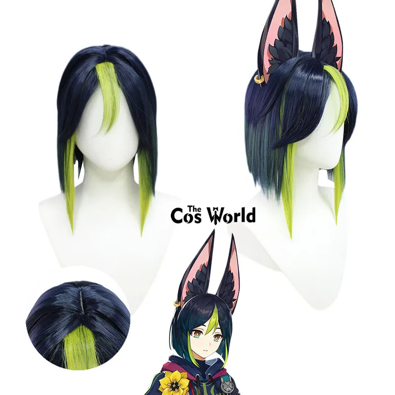 

Genshin Tighnari 30cm Short Straight Games Cosplay Wigs Fiber Heat Resistant Synthetic Hair + Wig Cap