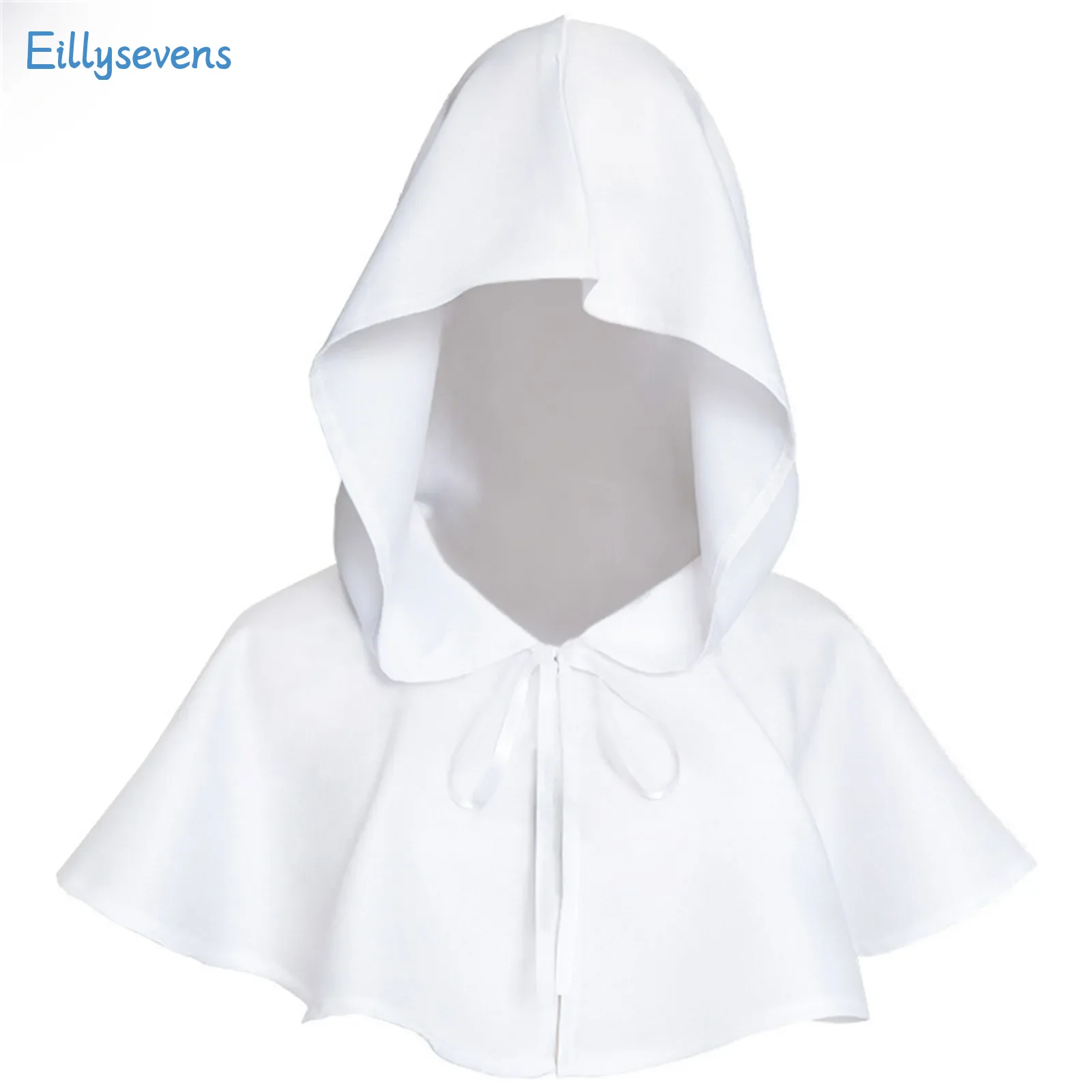 Kostum abad pertengahan uniseks topi jubah Renaisans topi jubah bertudung Cosplay penyihir Halloween kostum jubah bertudung renda kuat