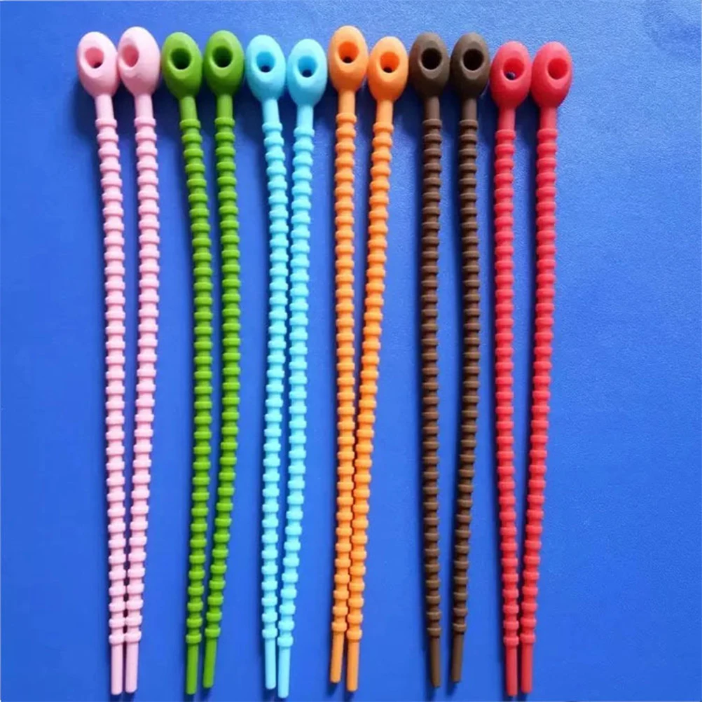 

20pcs Silicone Cable Ties Reusable Self-Locking Zip Ties For Headset Data Line Wire Organizer Fixing Ring Loop