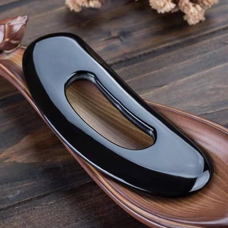 Massage Scraping Board Natural Black Buffalo Horn Gua Sha Scraper Beauty Face Back Leg Body Relaxation Meridian SPA Relaxation