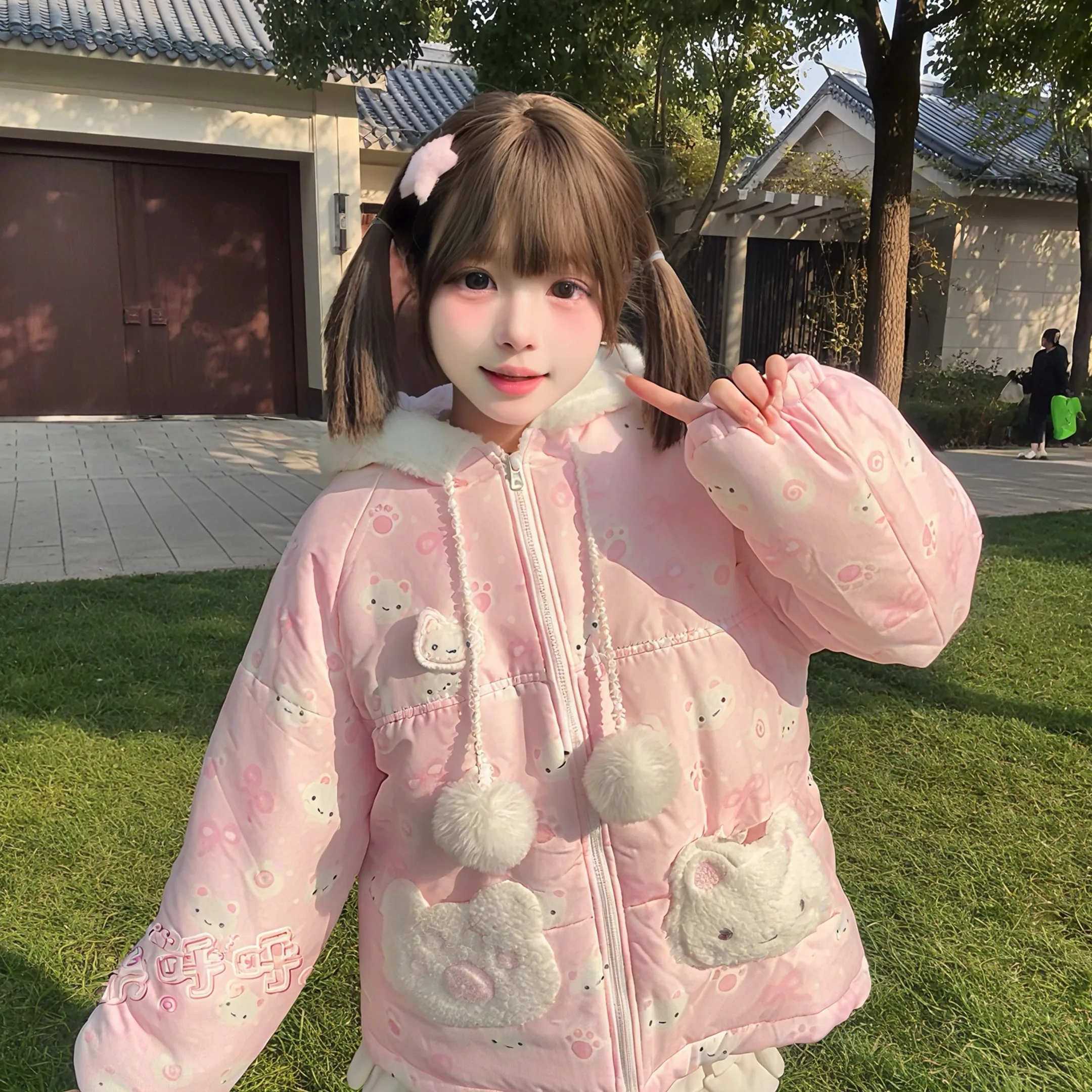 الأصلي لوليتا Kawaii الحلو سترات 2025 الخريف الشتاء لطيف ابنة Y2K أسفل سترات دافئة سميكة قصيرة معاطف السترة للنساء