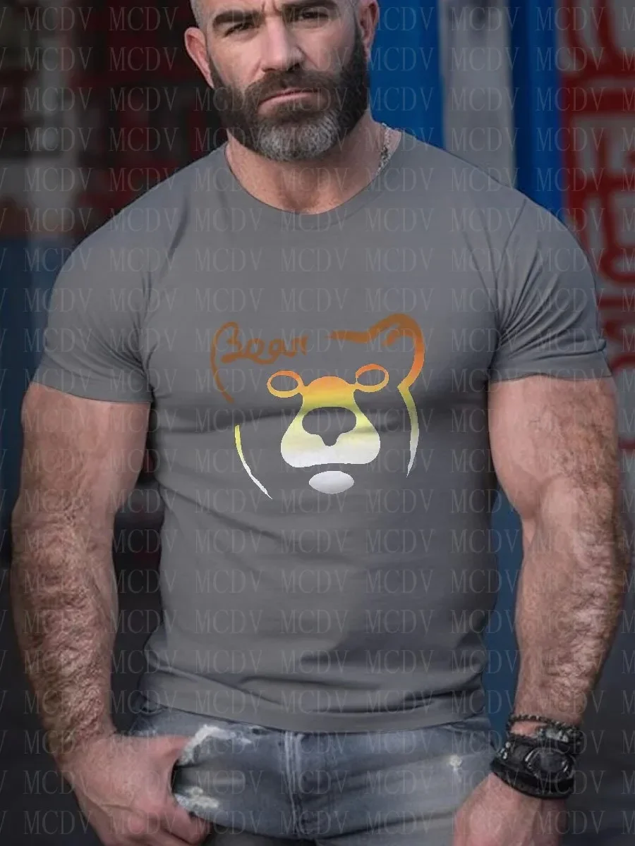 Men's Bear Pride Printing T-Shirt Casual Print T-Shirt Summer Tees Tops The Colorful The Best He Him Hole LGBT3D Printed T Shirt