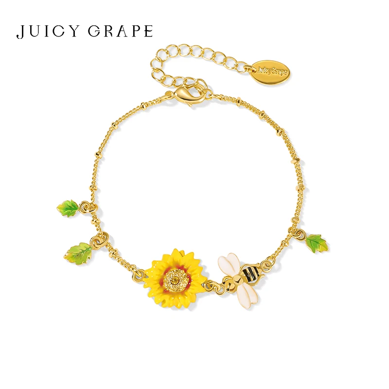 JUICY GRAPE Original Design Sweet and Elegant Bee and Sunflower Bracelet-New 2024 Fine Jewelry for Women Perfect Gifts