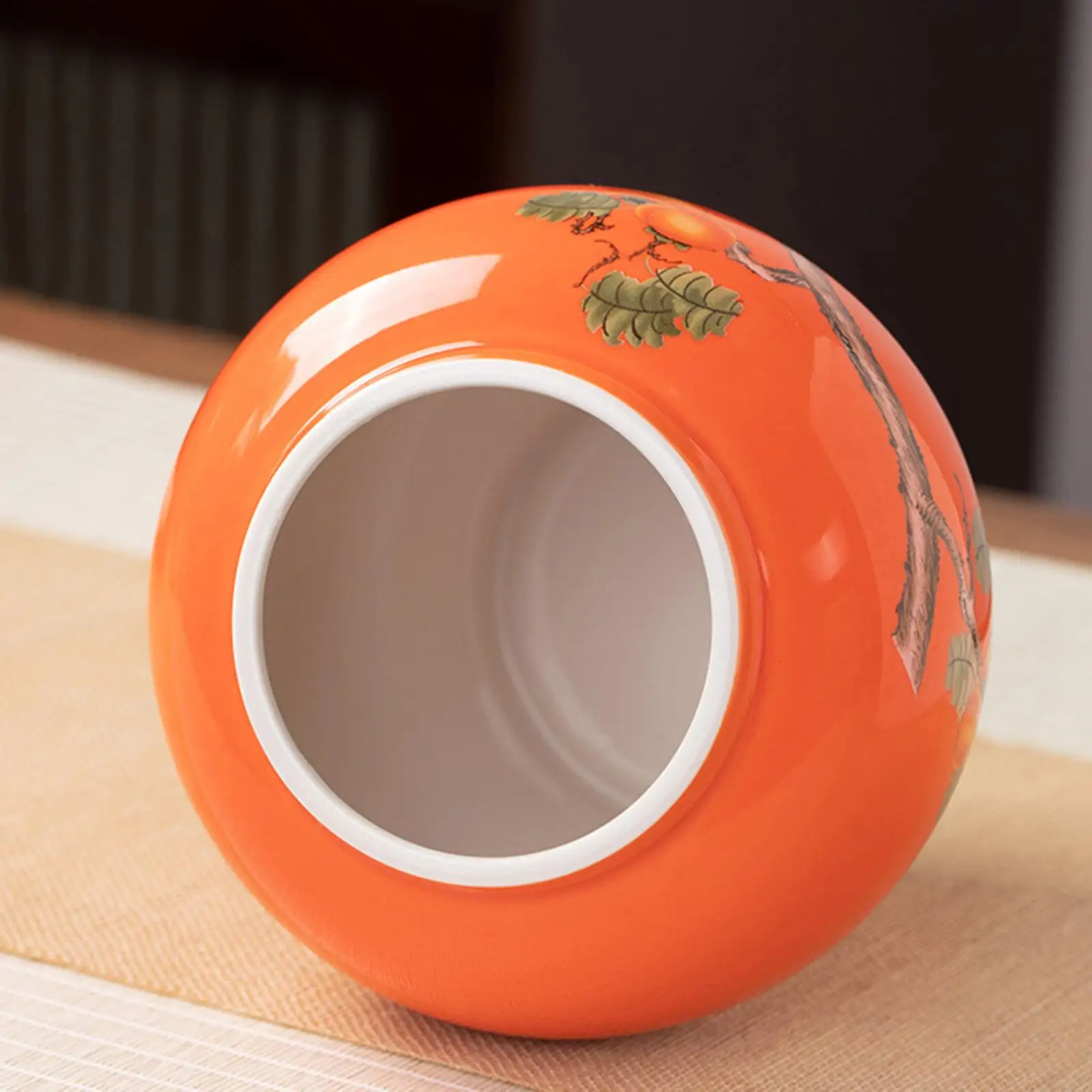 Ancient Chinese Style Creative Porcelain Ginger Jar Tea Canister Food Storage Container for Spice Loose Tea