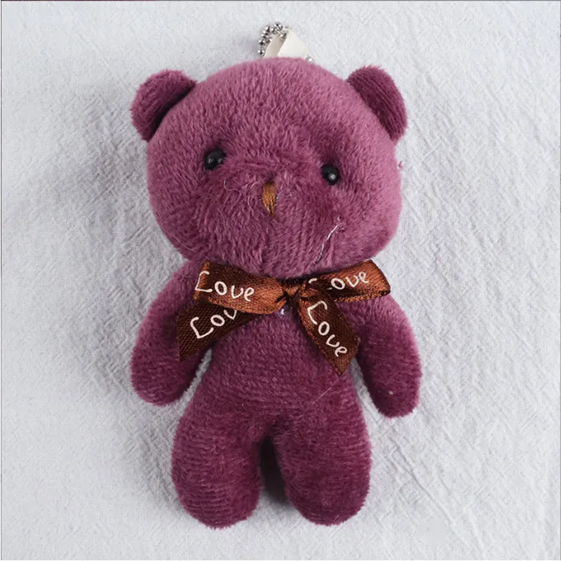 10 Stks/pak 12Cm Mini Vlinderdas Teddybeer Hanger Pluche Speelgoed Kleurrijke Teddy Pluche Sleutelhanger