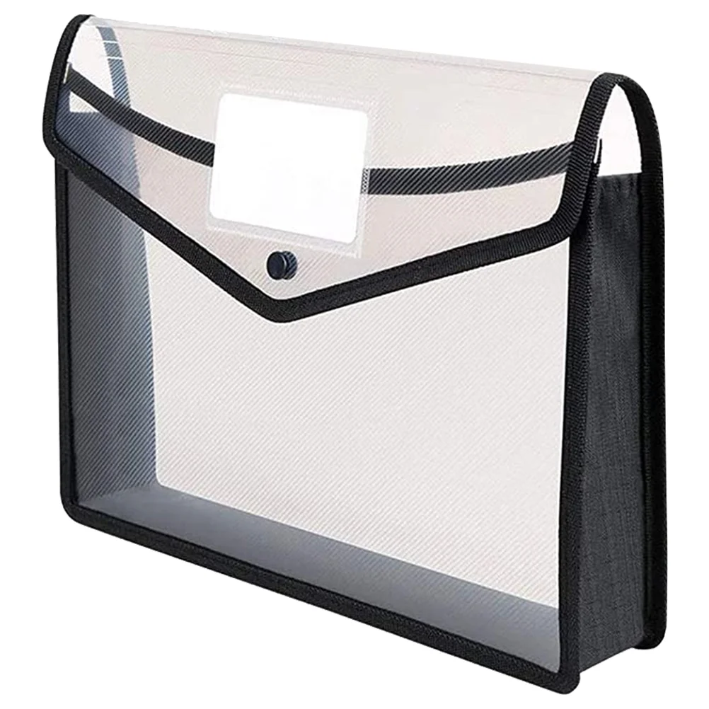 Clear Envelopes File Holder Binder Clips Plastic Document Folder Protector Black Office Folders