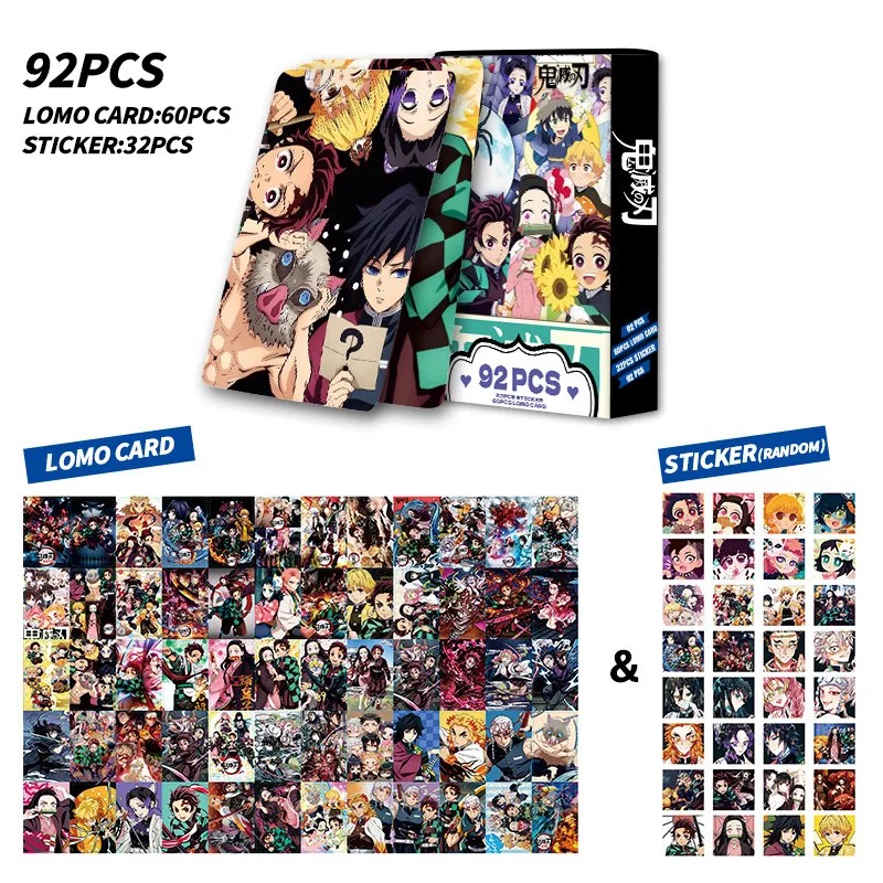 NEW 92 PCS Anime Demon Slayer Kimetsu No Yaiba Lomo Card Double-sided Hd Color Printing Picture Collection Card Gifts