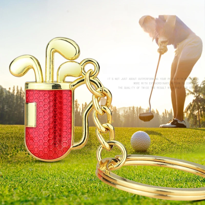 Golf Pendant Keychain Cute Mini Metal Keyring Bag Decoration Sports Lovers Club Birthday Elder Gift