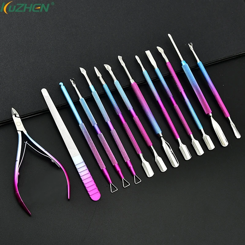 1Pcs Nails Steel Push Double Head Horseshoe Steel Push Dead Skin Push Front Bevel Manicure Peeling Nail Art Manicure Tool