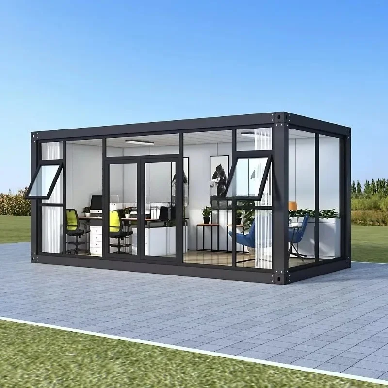 Customizable  Wholesale  20ft Luxury Glass Container Module House Prefabricated Modular Home Office Windproof Heatproof Firm Pro