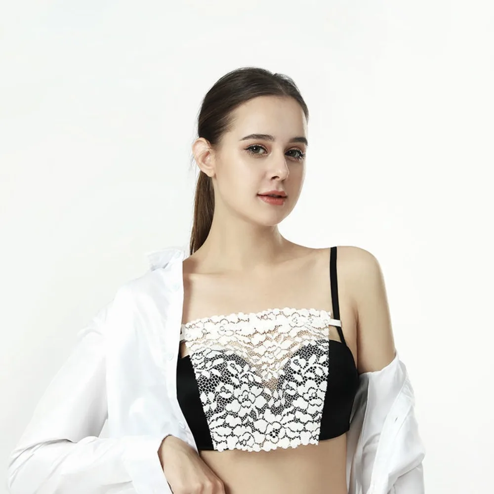 Lace Bra Fashion Clip-on Wrapped Chest Invisible Clip Cover Up Cleavage Anti-Exposur Tube Top Womens