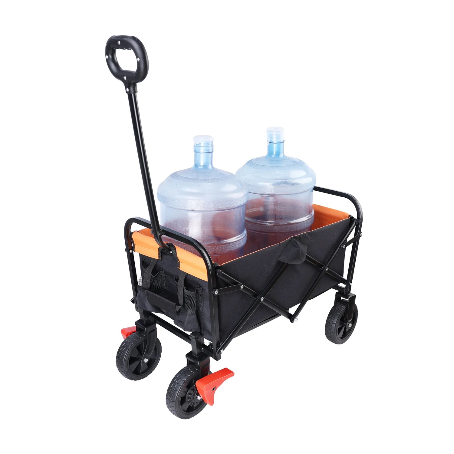 

Mini Folding Wagon Garden Shopping Beach Cart, Black Yellow Brake, Outdoor Utility Cart