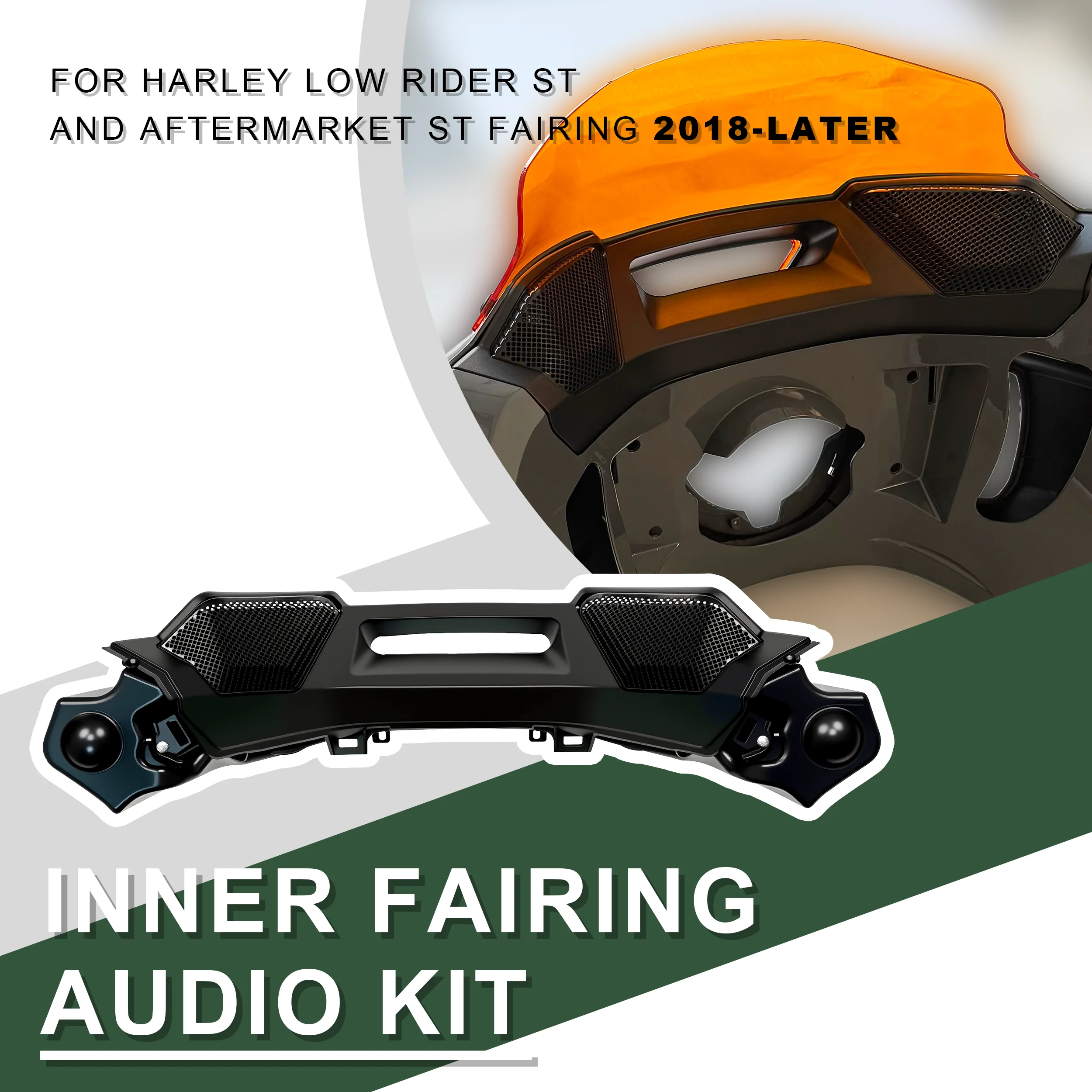Motorcycle Inner Fairing Audio Kit For Harley Softail Low Rider ST And Aftermarket ST Fairing 2018-later Black Speaker