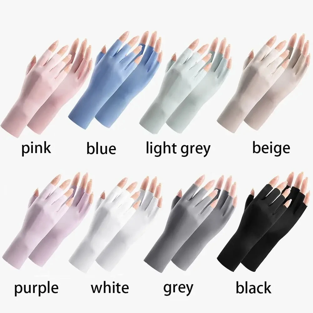 1 Pair Fingerless Gloves Summer Sunscreen UV Protection Multicolor Gloves Woman Driving Gloves Stretch Female Touchscreen