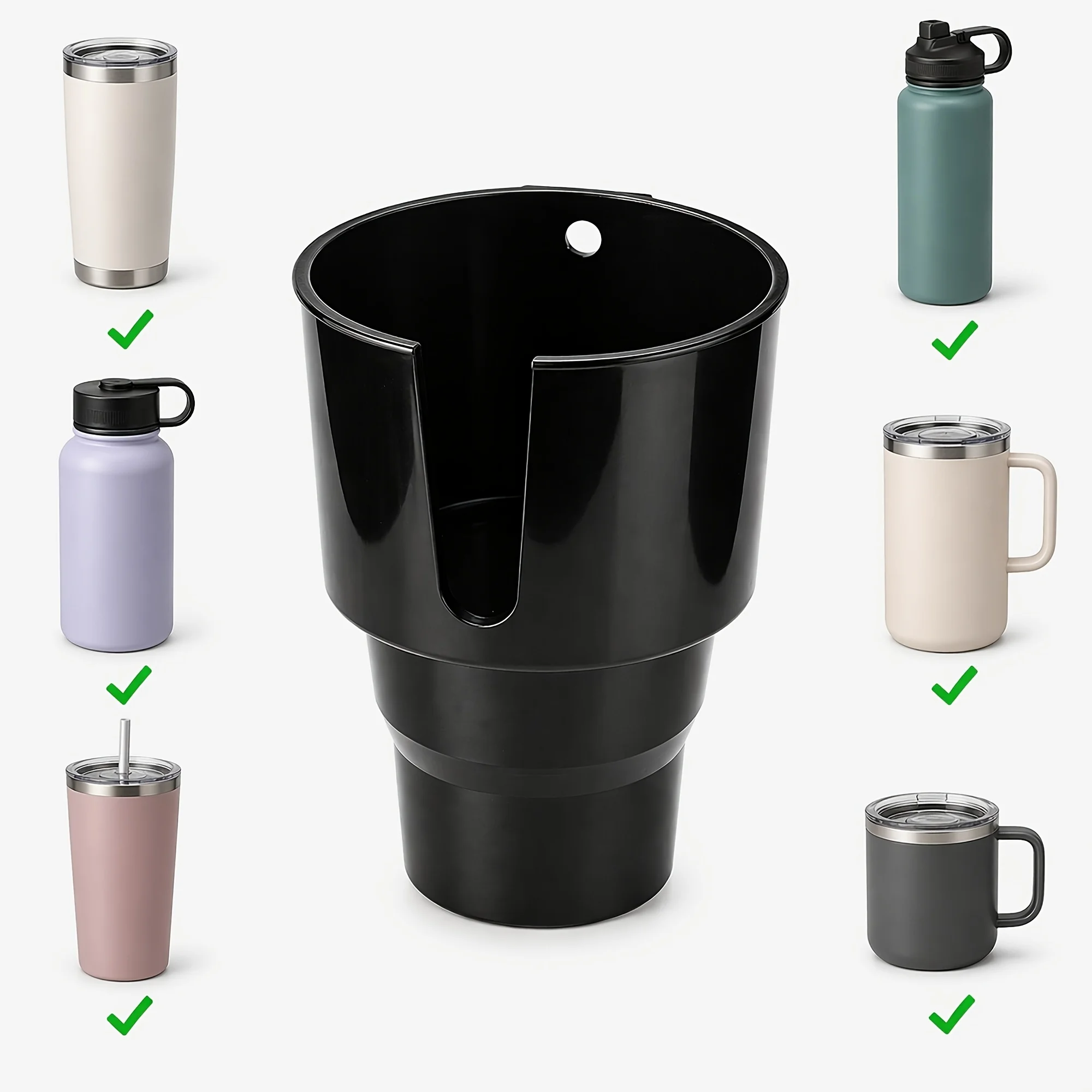 Car Cup Holder Expander Adapter Fit 32 To 40oz Bottles Shaped Handle Slot Wobble Drink Holder Tumblers Travel Mugs Water Bottles