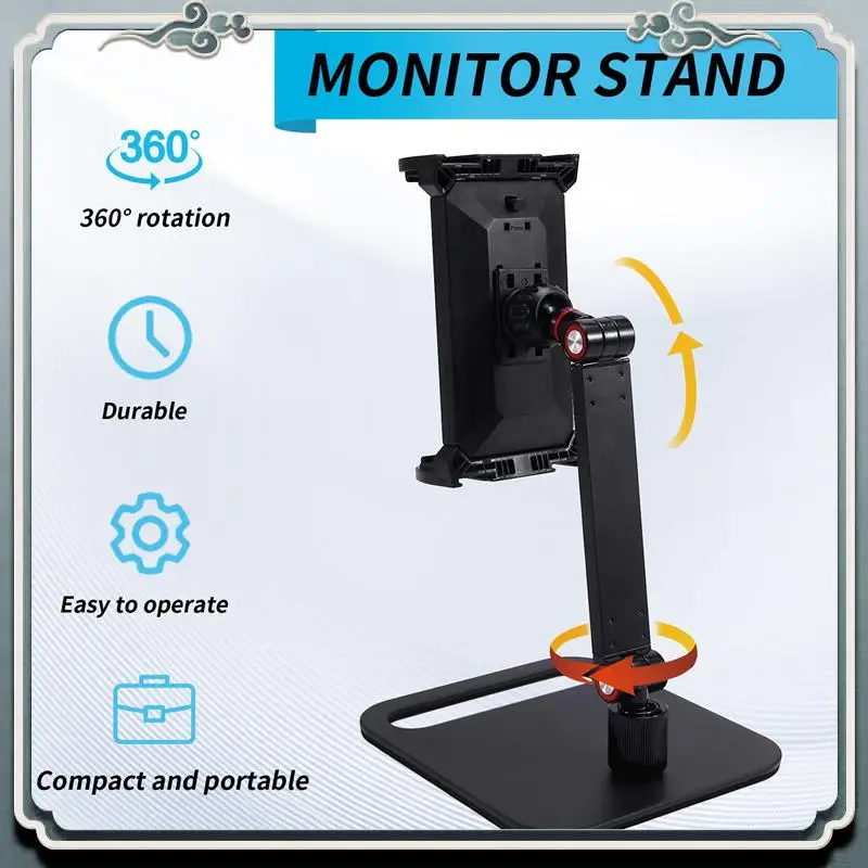 Premium Adjustable Portable Monitor Stand 360° Swivel Bracket Tablet Holder Compatible With Tablet Desktop Clamp Stand