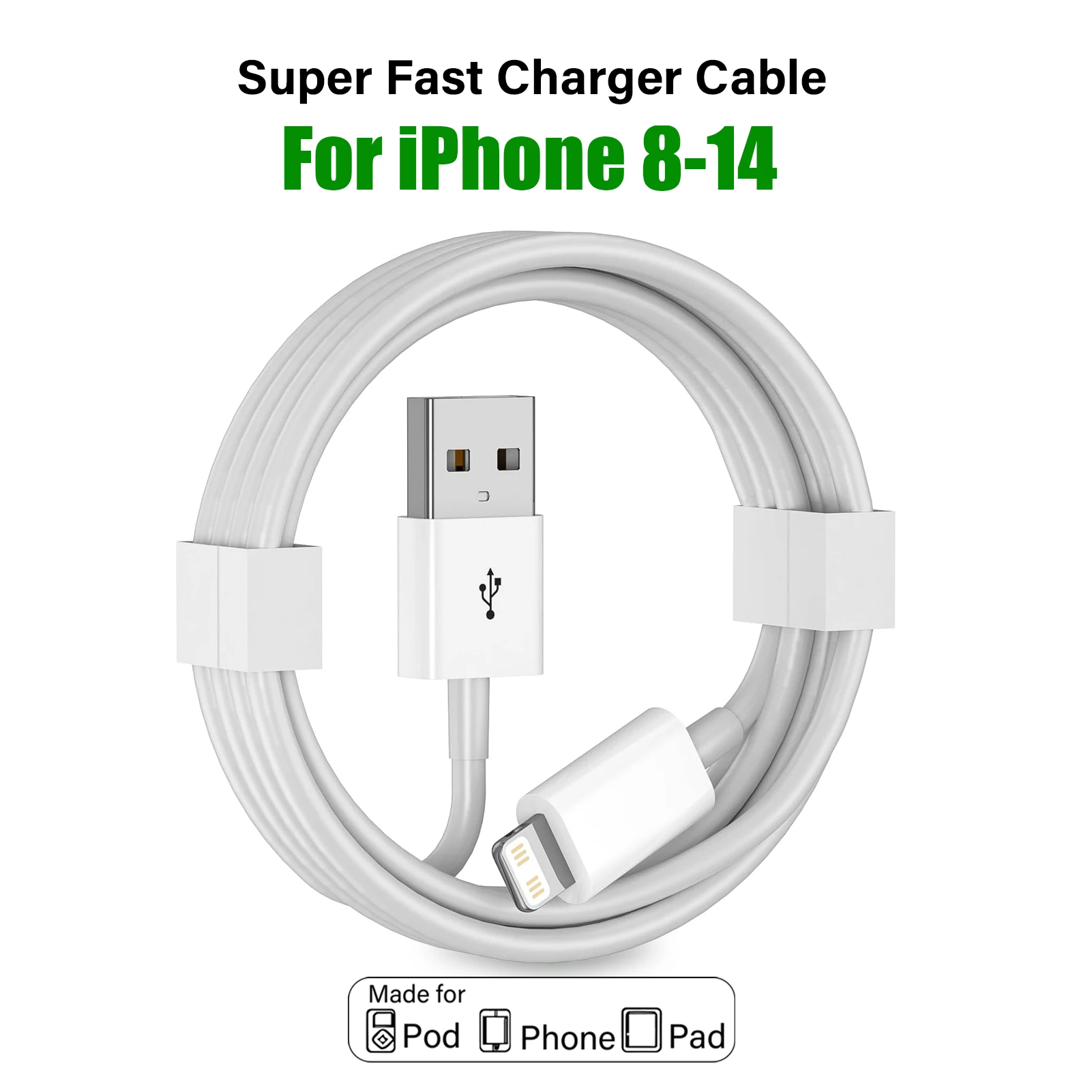 

1/2/3 PCS USB Cable for iPhone Charger Cord USB to Ligtning Chargers Cable for iPhone 14 13 12 11 X 8 Fast iPhone Charging Cable