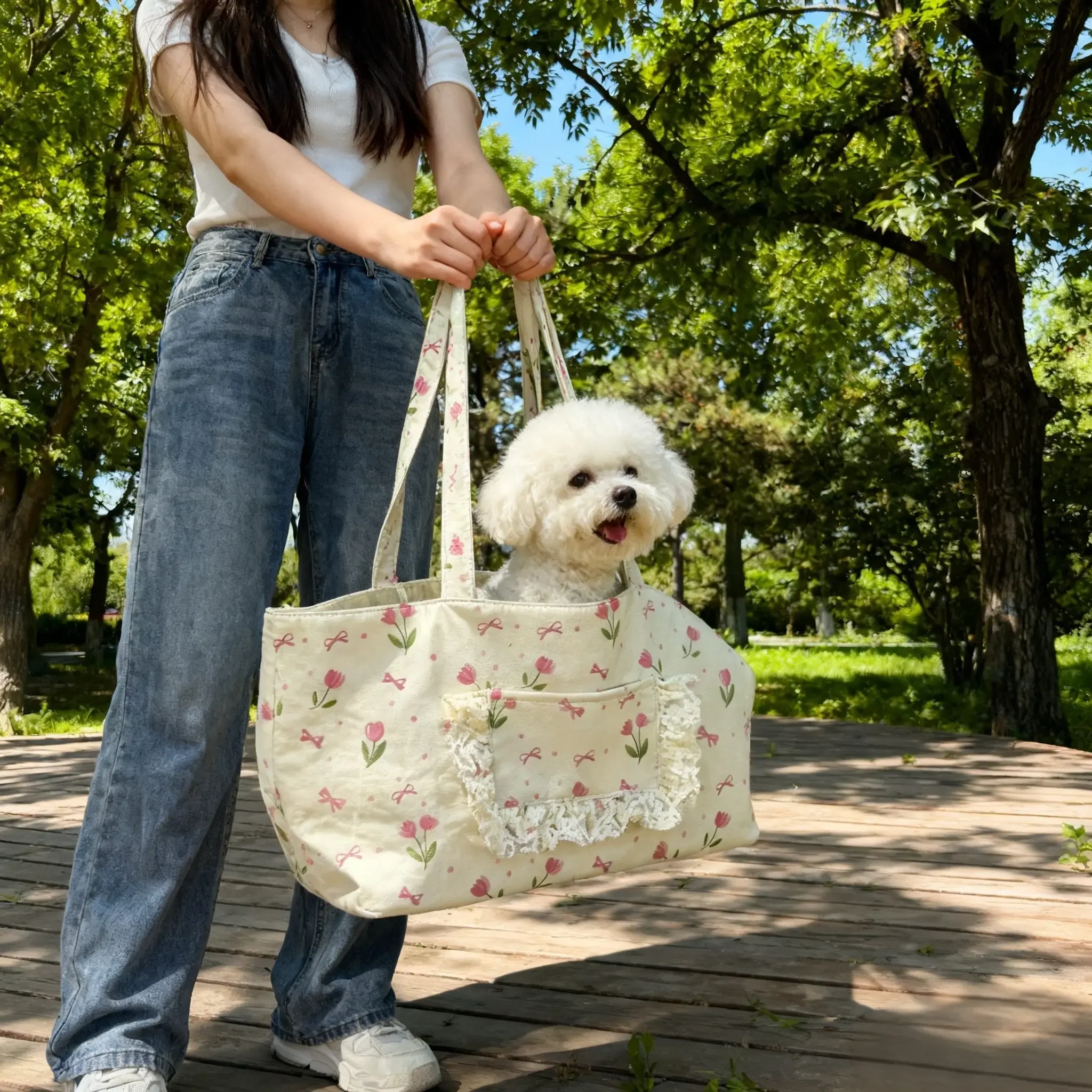 Cute Lace Pet Carrier Bag Transportin Perro Small Dog Bags Carrier Poodle Chihuahua Yorkshire Terrier Puppy Bags Cat
