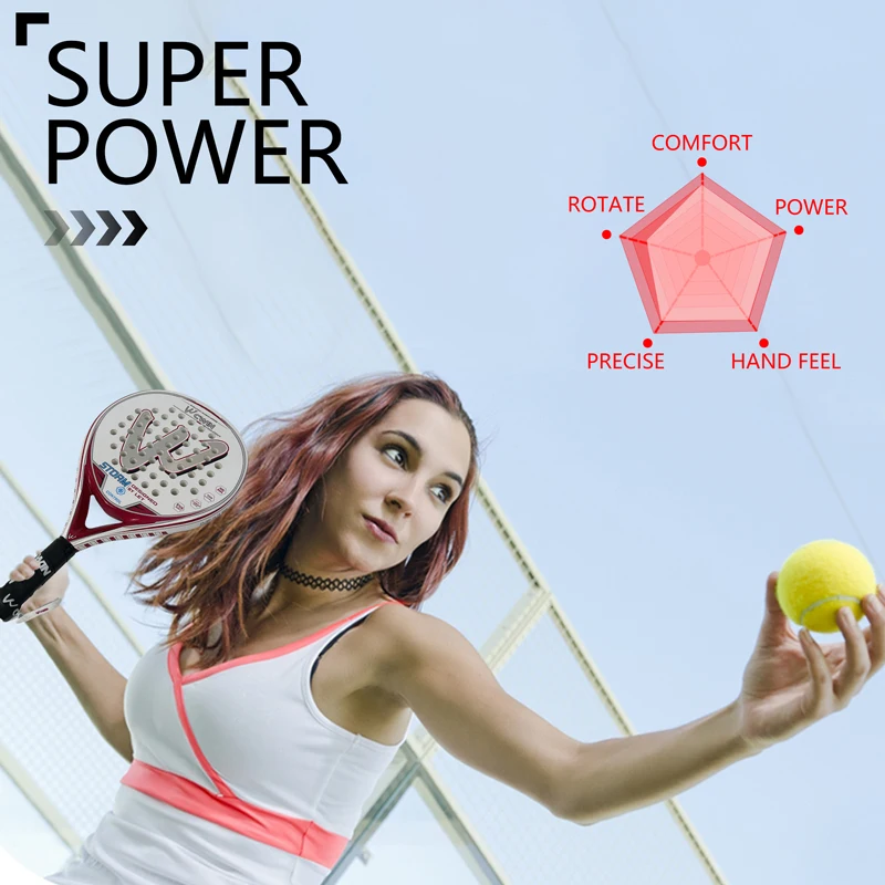 Carbon Fiber Padel Racket | Tennis Racket | Cricket Racket | Beach Racket | EVA Elastic Memory Core | For Women and Beginner!