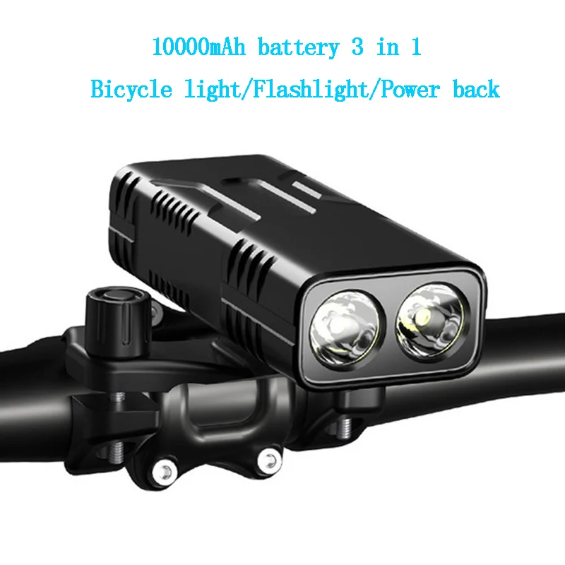 3-in-1 10000mAh Bicycle Light USB Rechargeable Lamp Bike Front Light Cycling IPX5 Waterproof Bicycle Headlight Bike Accessories