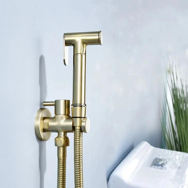 

Handheld Bidet Spray Shower Set Toilet Sprayer Douche kit Bidet Faucet Brushed Gold Bathroom Toilet Bidet