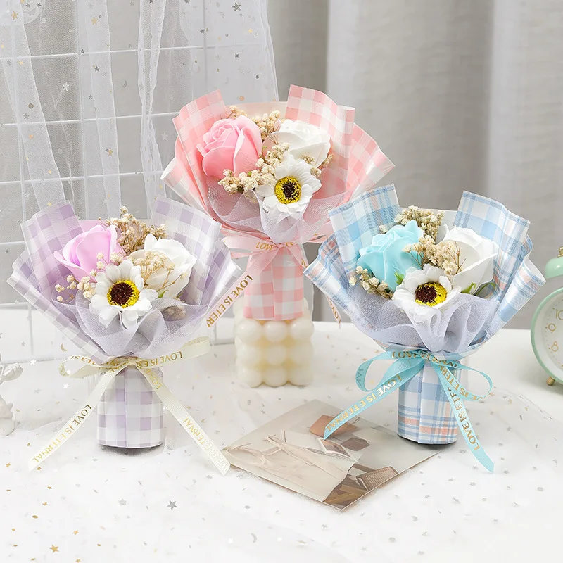 

3PCS Graduation Flower Bouquet Mini Small Bouquet Flower Party Supplies 2024 Mother's Day Gift Flower Bouquet Teacher's Day Gift