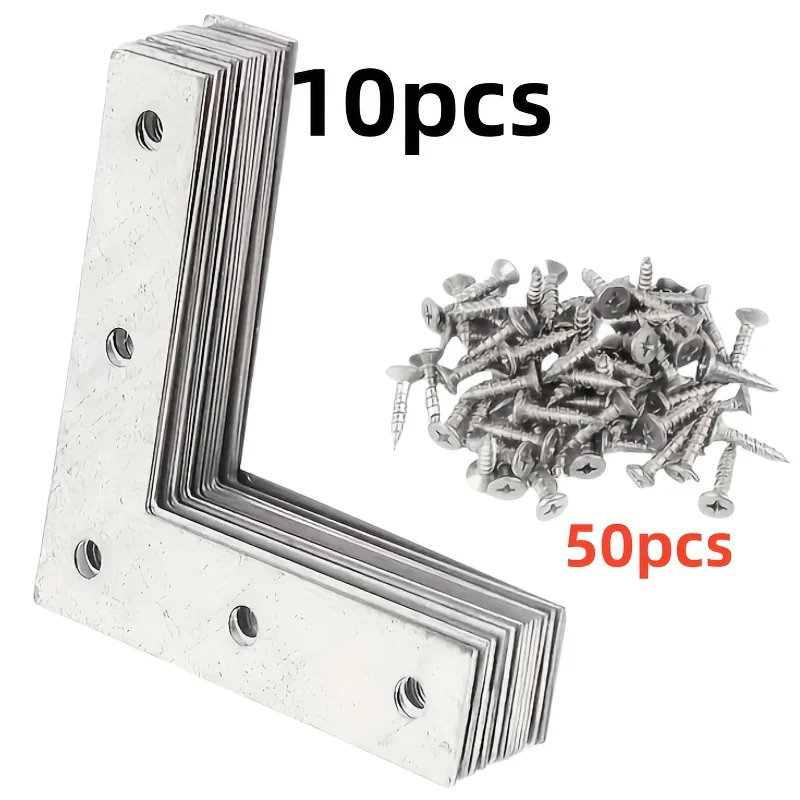 60pcs stainless steel L-shaped bracket, corner connector bracket, used for wooden furniture and cabinets