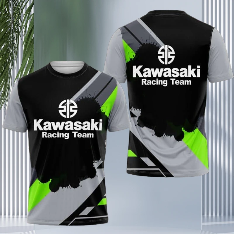 

Men's Heavy-duty Motorcycle T-shirt, Outdoor Short Sleeved Kawasaki Sportswear, Casual Sportswear, New Model Top for 2025