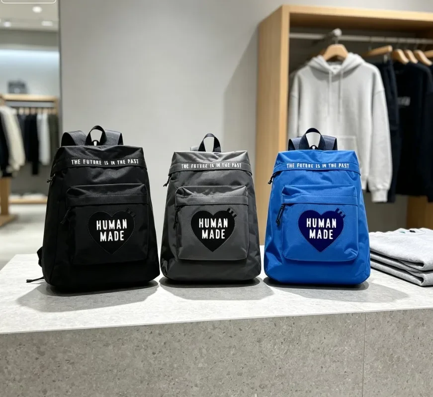 HUMAN MADE Military Backpack Nylon Oxford Heart Logo Print Vintage School Daypack
