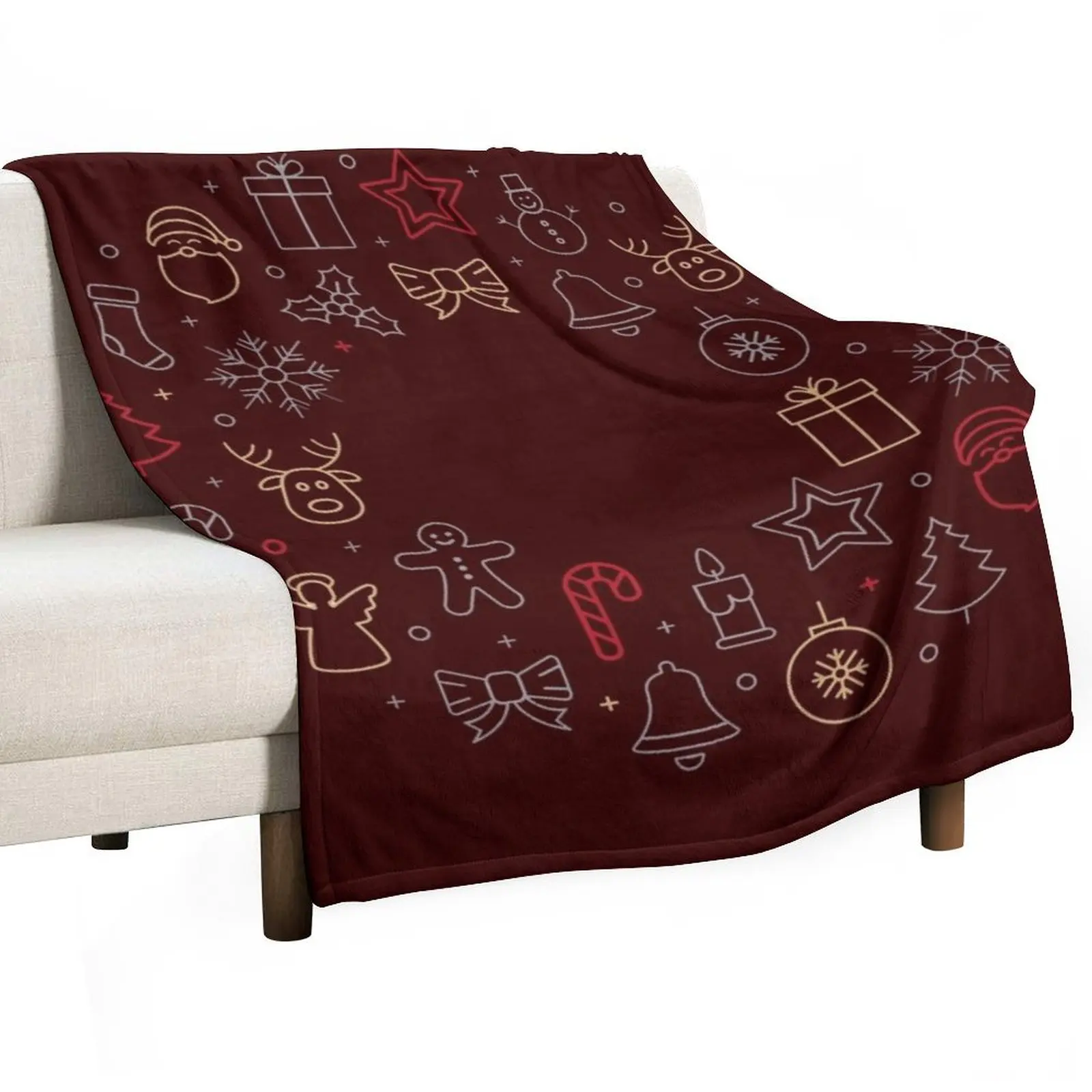 

Christmas - Red scandinavian ornaments Throw Blanket Decoratives Picnic Furry Weighted Blankets