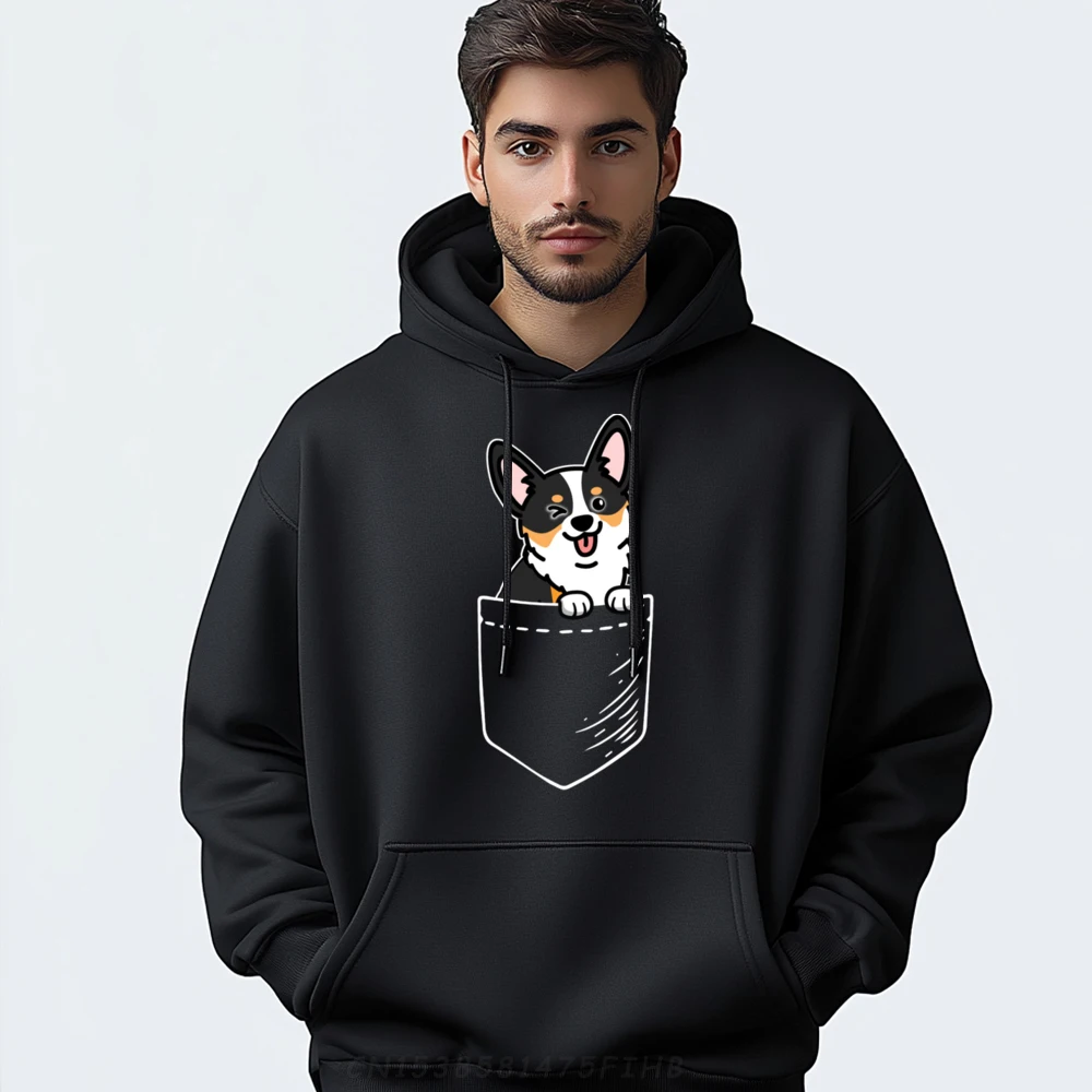 

Black Tricolor Corgi Graphic Tees Men Designer Clothes Men Cinco de Mayo New In Hoodies & Sweatshirts Long Sleeve