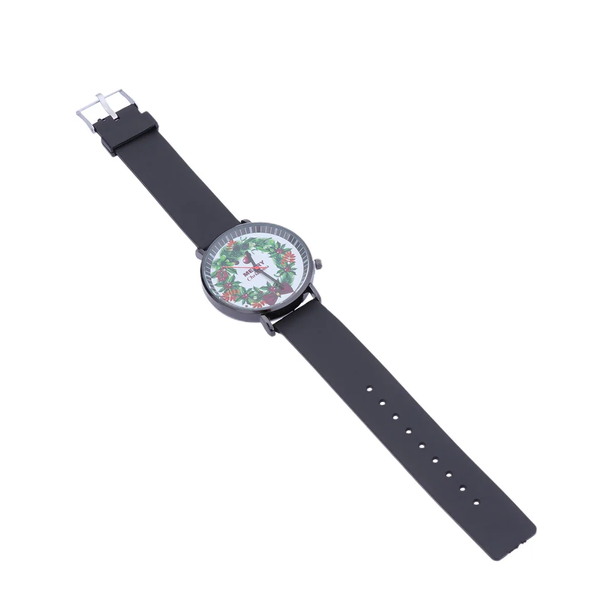 Christmas Wreath Quartz Watch Fashion Casual Lightweight Plastic Band Unisex Student Wristwatch Holiday Gift Fashion Watch