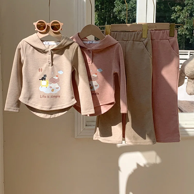 

Осенний повседневный детский комплект с героями мультфильмов, детская одежда, толстовка с длинными рукавами + штаны, 2 шт./компл., детский костюм