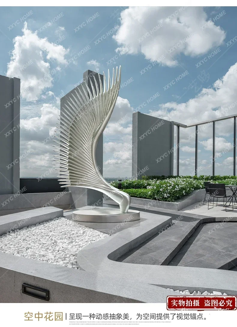 A Hotel lobby art installation large wing abstract sculpture sales office aisle fiberglass floor ornament