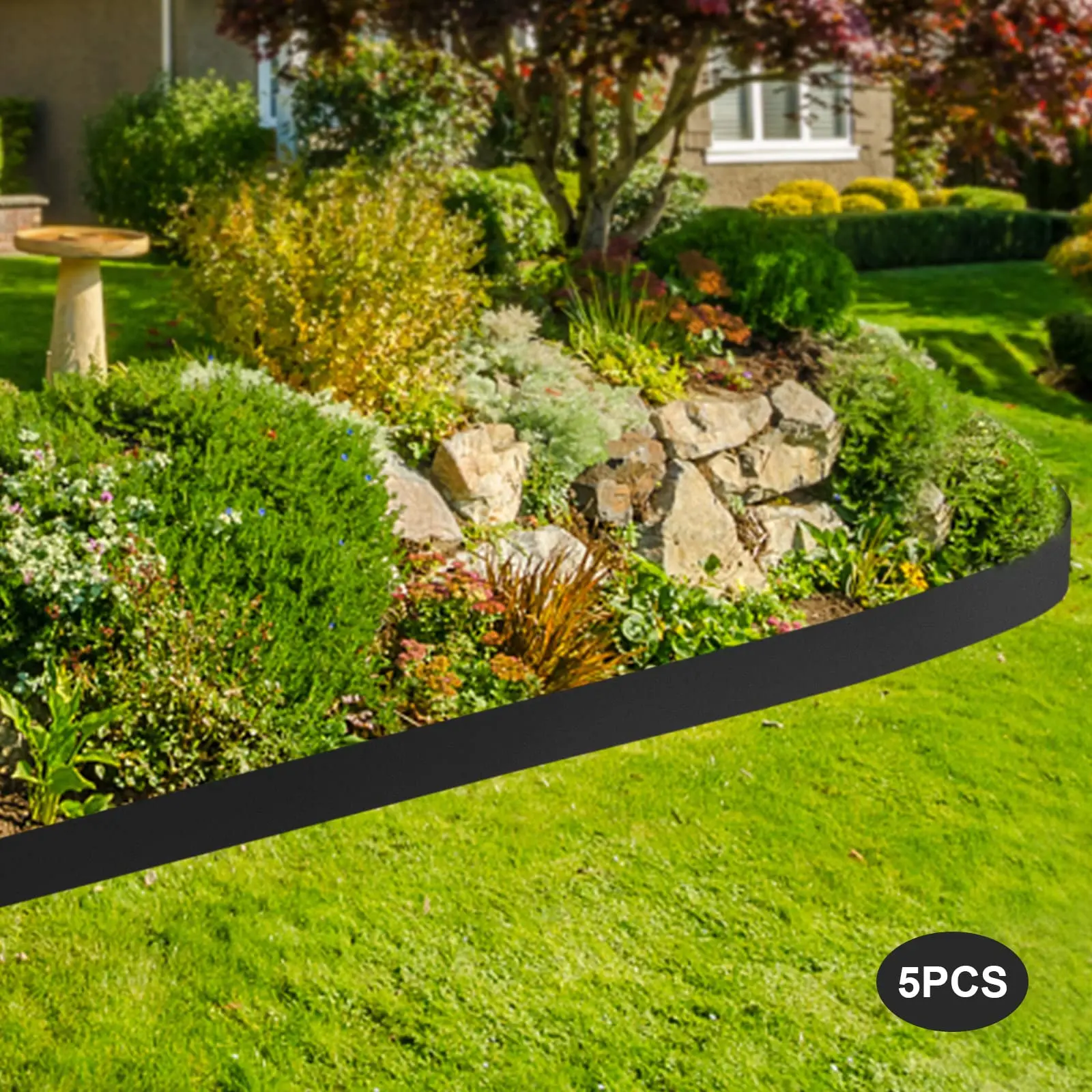 Steel Landscape Edging 39 X 5 Inch, 5Pcs Steel Lawn Edging, Flexible Garden Edging Border Landscape Edging Garden Border Edging