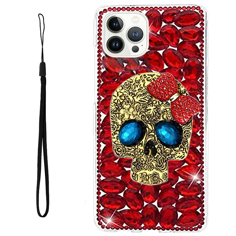 

Sparkling Diamond Phone Case For Samsung Galaxy S25 S24 S8 S9 S10 S20 S21 S22 S23 Plus Ultra S20FE S21FE Bling Glitter Skull