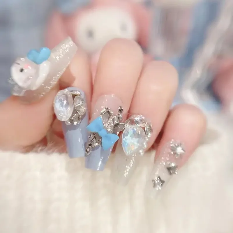 Sanrio Cinnamoroll Nail Patch MINISO Anime Cartoon Cute Nail Decoration Fashion Manicure Ornaments Charm Girls Holiday Gifts