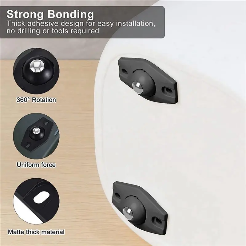 MOPHE-40 PCS Mini Ruedas Giratorias Ruedas para Muebles Ruedas Autoadhesivas Ruedas 360 ° Mini rueda universal con bola de rodillo