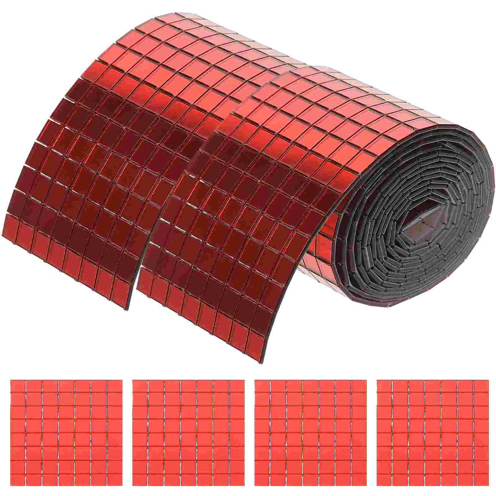 6 Rolls Self-adhesive Mosaic Stickers Decorative Decals Acrylic Red Tiles DIY Glass Removable