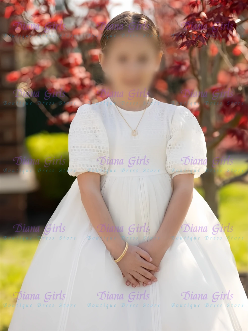 Quality Flower Girl Dress White Tulle with Fluffy with Exquisite Milk Lace Sleeve for Kids Birthday Party Evening Ball Gowns