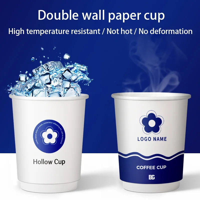 wholesale 1000pcs 250ml、280ml、330ml、400ml double wall coffee cups, insulated double wall paper cups, logo personalized custom