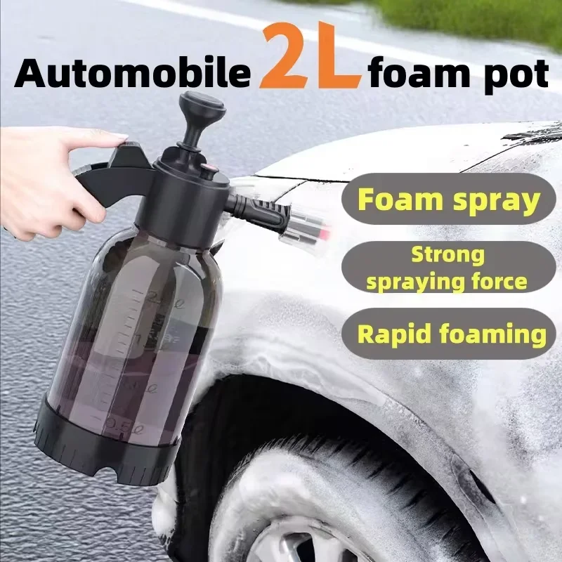 2L Hand Pump Foam Sprayer Pneumatic Washer Foam Snow Foam High Pressure Car Wash Spray Bottle for Car Home Cleaning Amagi