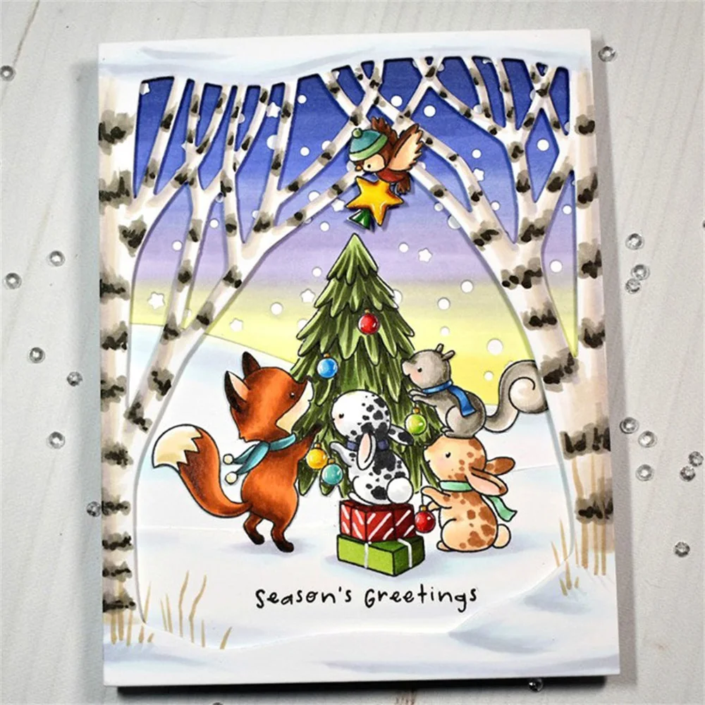 Winter Woods Overlay Cutting Dies For DIY Scrapbooking Album Christmas Card Making Decoration Paper Craft Metal Die Cuts Knife